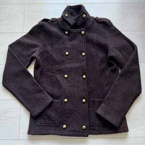 Coupé Brown 100% Wool Military Style Jacket Gold Hardware Women’s Size Medium